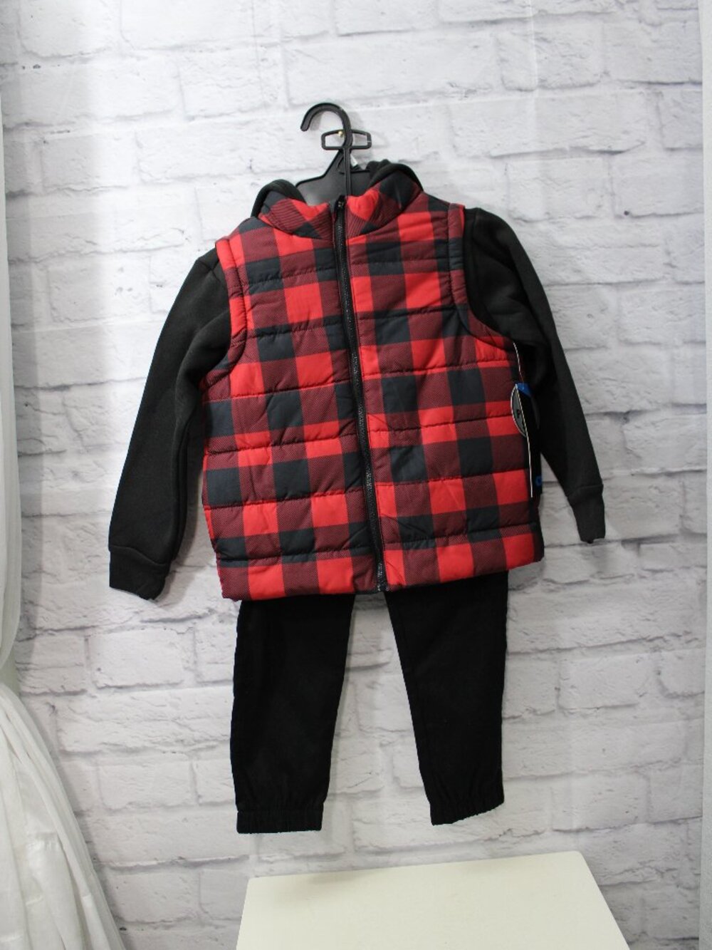 Tony Hawk Boy's Medium 5/6 Red Black Plaid Hooded Zip Up Outfit Set